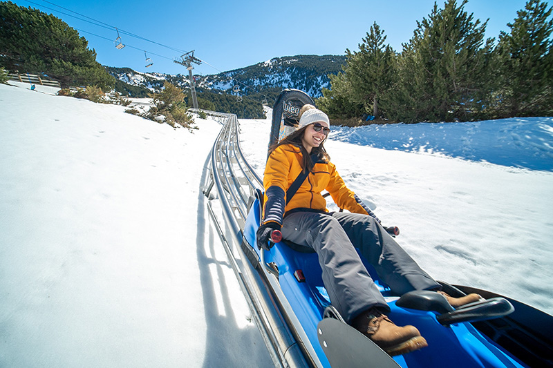 girl enjoying ski ride