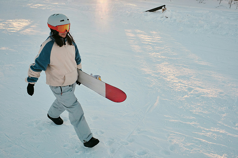 girl walking on slopes