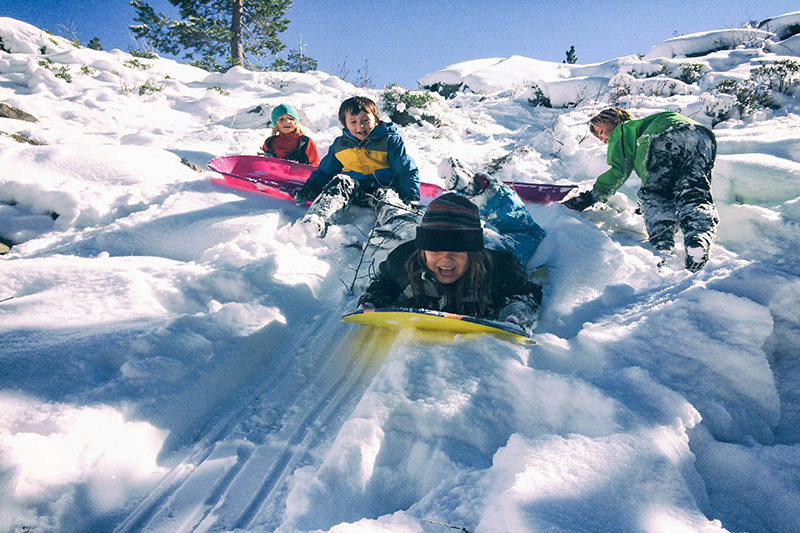 kids playing on the snow